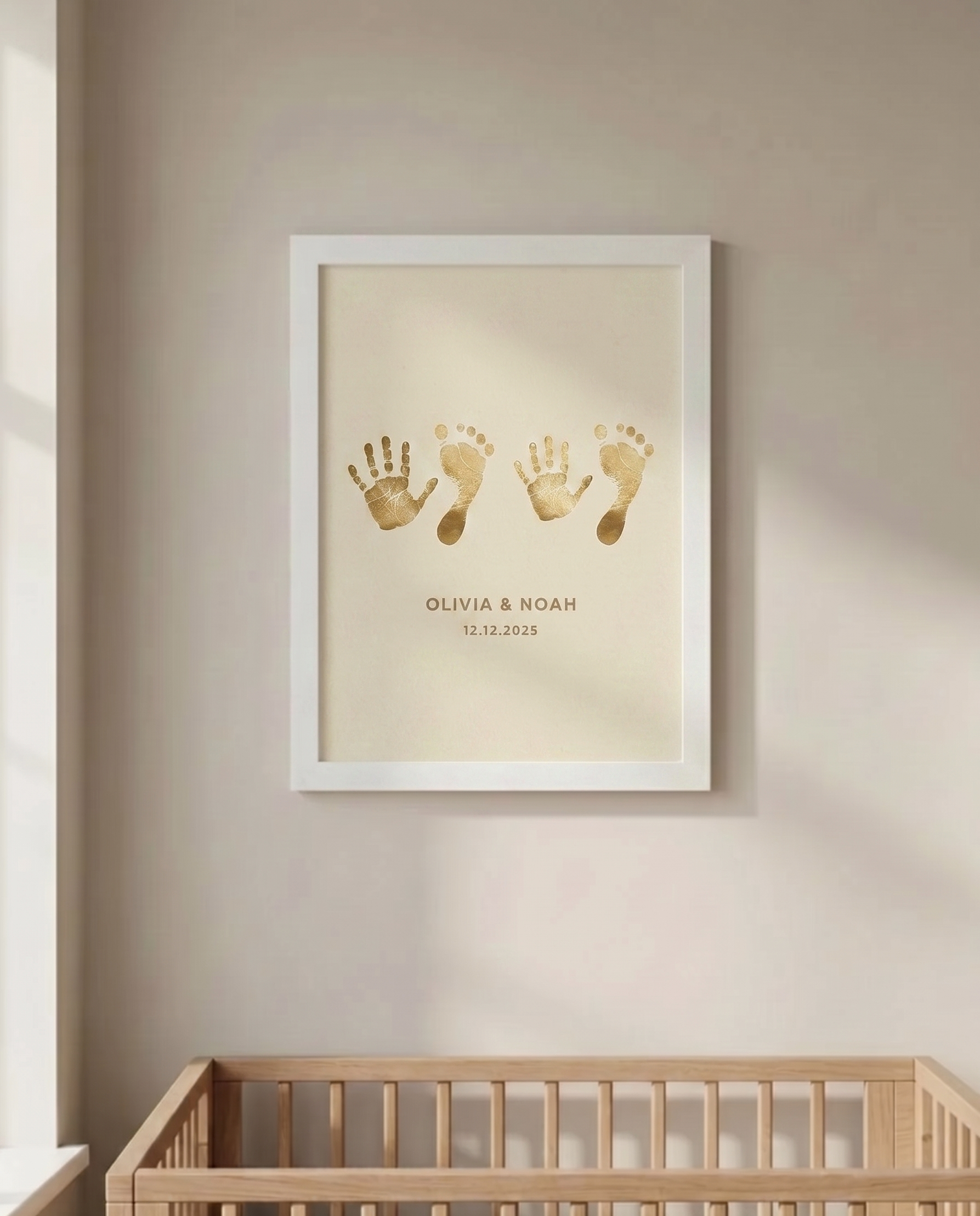Twin Babies Footprint Gold Foiling Frame India